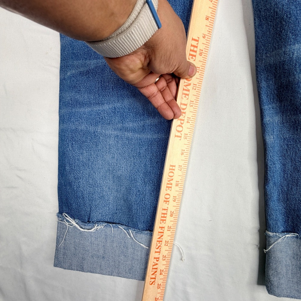 Madewell Straight Leg Jeans 29 Blue Raw Hem Cuffed DM8771 - Picture 6 of 10